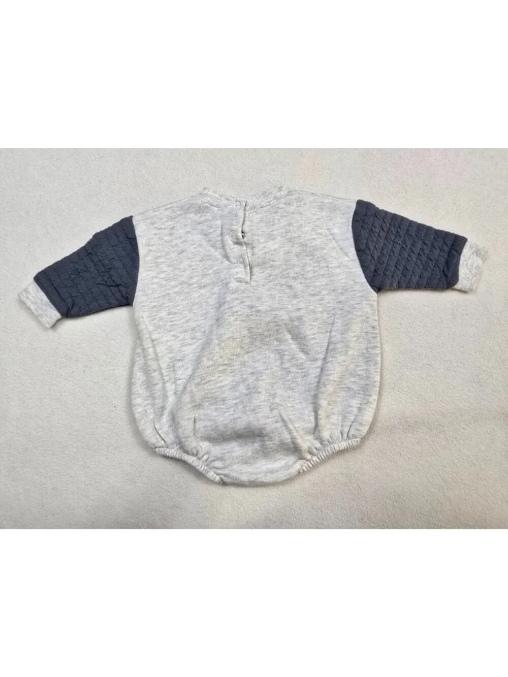 Disney Baby 3-6m One Peice Mickey Mouse Gray & Navy Long Sleeve Romper